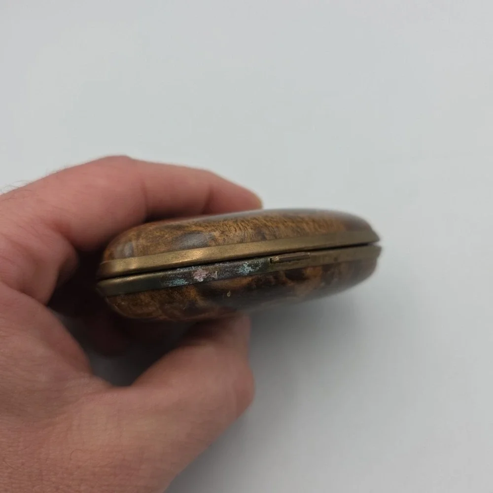 Vintage Triangle Linden Clam Shell Clasp Wind Up  Travel Alarm Clock Japan Brass